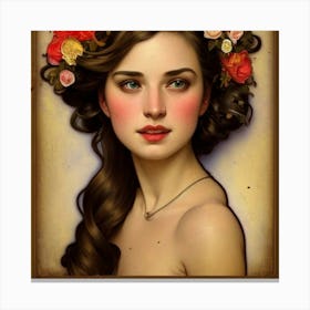 Girl With Flowers Canvas Print