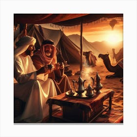 Bedouins With Coffee At Dusk 1 Canvas Print