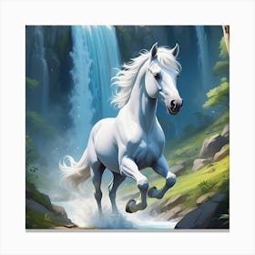 White Horse In The Forest Canvas Print