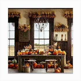 A Traditional Corner Of An American Farmhouse During The Late Autumn Season With An Overhead Vintage (1) Canvas Print