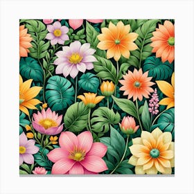 Floral Seamless Pattern 6 Canvas Print