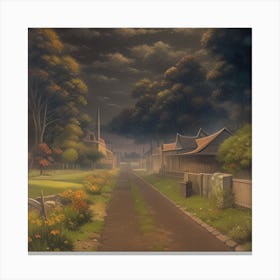 Village In The Night Canvas Print