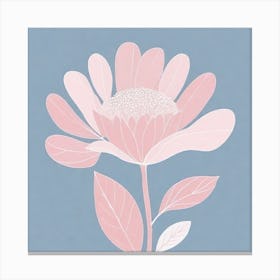 A White And Pink Flower In Minimalist Style Square Composition 495 Canvas Print