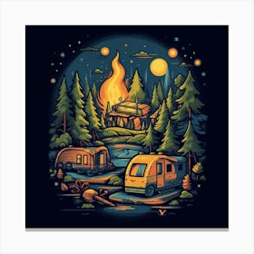 Campfire In The Woods 1 Canvas Print