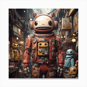 Robot In A City Canvas Print