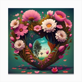 Heart Of Flowers 1 Canvas Print