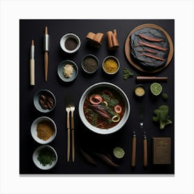 Barbecue Props Knolling Layout (102) Canvas Print