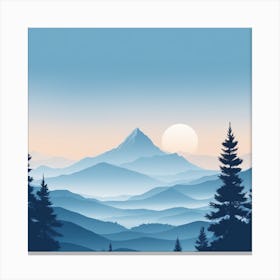 Misty mountains background in blue tone 85 Canvas Print