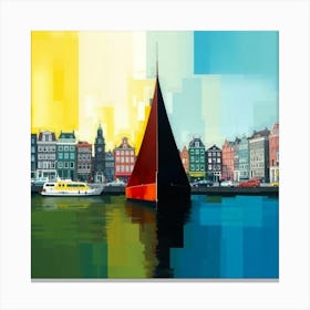 Sailboat In Amsterdam Canvas Print