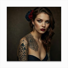 Beautiful Woman With Tattoos 1 Canvas Print