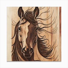 Horse Head Wood Carving Canvas Print