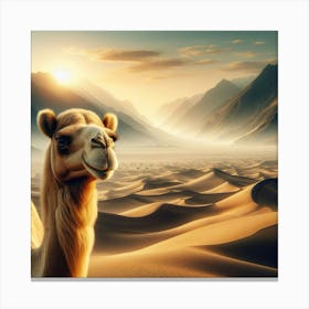 Camel In The Desert Canvas Print