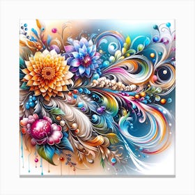 Colorful Abstract Floral Painting Canvas Print