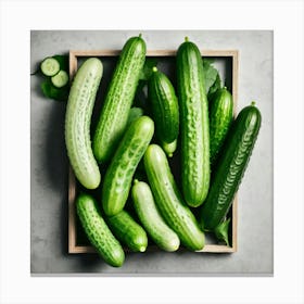 Cucumbers In A Wooden Box Canvas Print