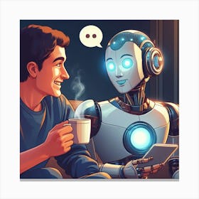 Robot And Man Canvas Print