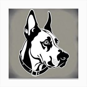 Great Dane, Black and white illustration, Dog drawing, Dog art, Animal illustration, Pet portrait, Realistic dog art Canvas Print