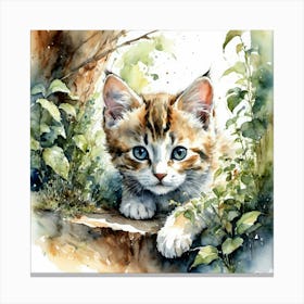 Kitten Hiding In The Bushes Canvas Print