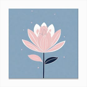 A White And Pink Flower In Minimalist Style Square Composition 152 Canvas Print