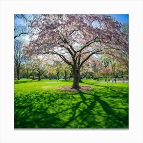 An Awe Inspiring Tree Gleaming With Spring Blossoms Standing Tall Amidst The Tranquility Of A Seren (1) Canvas Print