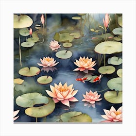 Serene koi fish pond 3 Canvas Print