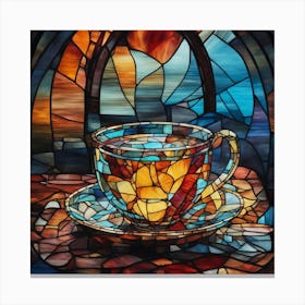 Tea Cup Stained Glass Canvas Print