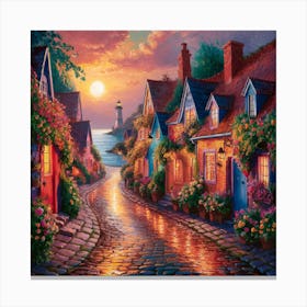 Sunset In The Village 2 Canvas Print