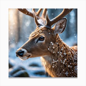 Deer In The Snow 8 Canvas Print