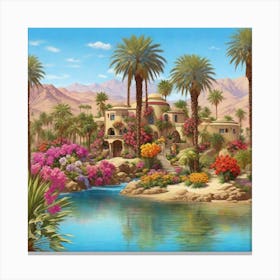 Palm Trees By The Water Canvas Print