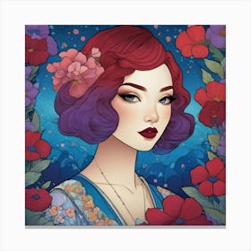 Girl In Flowers Canvas Print