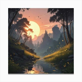 Sunset In The Forest 3 Canvas Print