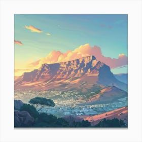 A Table Mountain In Cape Town Lofi Illustration 1720033597 2 Canvas Print