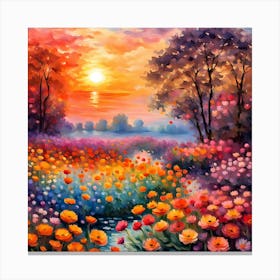 Garden Of Colorful Flowers Canvas Print