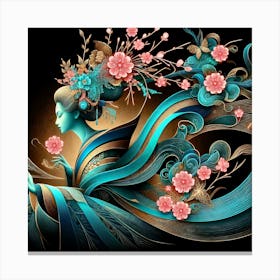 Japan Traditional Geisha Illustration By Ad 124 Canvas Print