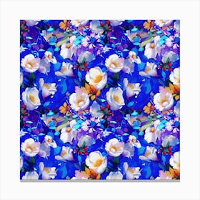 White Flowers on Cobalt Blue Canvas Print