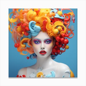 Portrait Of A Woman With Colorful Hair Canvas Print