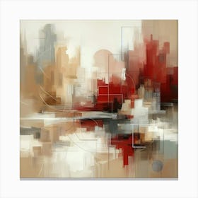 Abstract Art, Neutral Painting Red, Beige And Grey Canvas Print