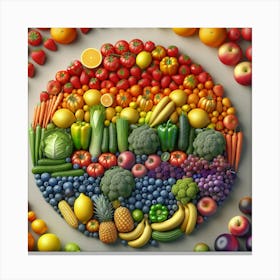 Rainbow Fruits And Vegetables Canvas Print