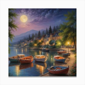 Night By The Lake 17 Canvas Print