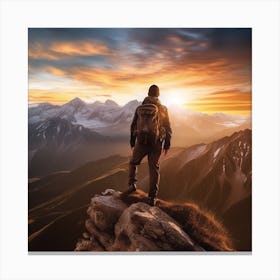 Mountaineer At Sunset Canvas Print