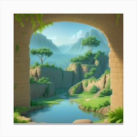 3d Animation Style A Very Beautiful View Of The Natural Landsc 0 Canvas Print