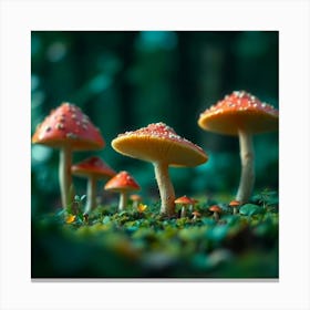 Mushrooms In The Forest 1 Canvas Print