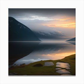 Sunrise Over A Lake In Norway Canvas Print