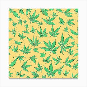 Marijuana Leaves On Yellow Background Canvas Print
