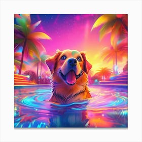 Dog In The Pool 3 Canvas Print