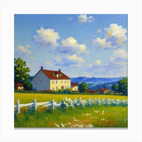 Scenic Harmony Buildings and Fences in Unity Farm In The Countryside Canvas Print