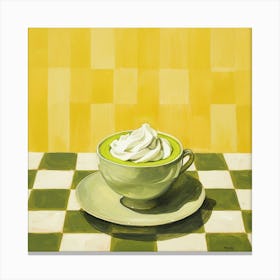 Matcha Latte Yellow Checkerboard 2 Canvas Print