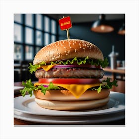 Hamburger On A Plate 26 Canvas Print