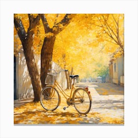 Yellow Bicycle In Autumn 1 Canvas Print