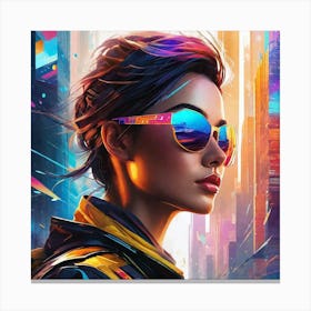 Futuristic Woman In Sunglasses Canvas Print