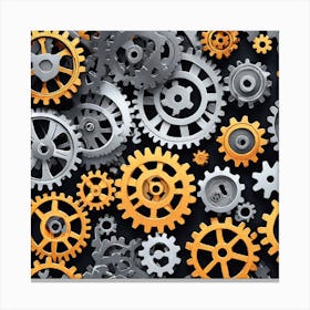 Gears On A Black Background 41 Canvas Print